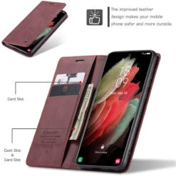 Wine Galaxy S21 Ultra 5G CaseMe Slim Magnetic Compact Wallet Case -Cheap NewCase Store galaxy s21 ultra caseme wallet wine 2 16381.1659398149