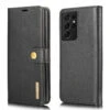 Black DG.Ming 2 In 1 Leather Wallet Removable Magnetic Case For Galaxy S21 Ultra