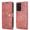 Red DG.Ming Wallet Removable Magnetic Case With Card Slots For Galaxy S21 Ultra