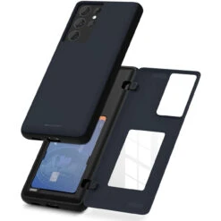 Black Galaxy S21 Ultra Goospery Magnetic Door 2 Card Shock Proof Case