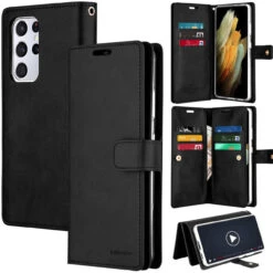 Black Genuine Mercury Mansoor Wallet Case For Galaxy S21 Ultra