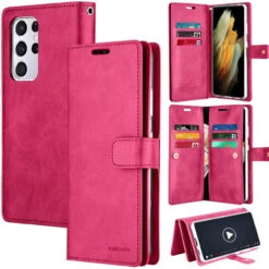 Hot Pink Galaxy S21 Ultra Mercury Mansoor 9 Card Slots Wallet Case