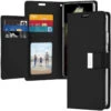 Black Genuine Mercury Rich Diary Wallet Case For Galaxy S21 Ultra