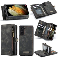 Black 2 In 1 Multi-Functional Wallet Shock Proof Case For Galaxy S21+ -Cheap NewCase Store galaxy s21 caseme multifunctional wallet black 6 01030.1634452784
