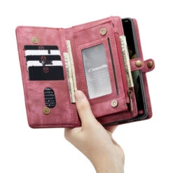 Red Galaxy S21+ Multi-Functional 2 In 1 Zipper Purse Wallet Case -Cheap NewCase Store galaxy s21 caseme multifunctional wallet red 5 32900.1649402133