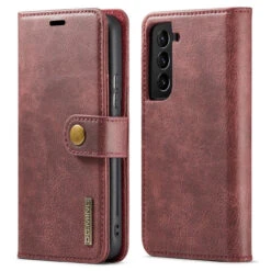 Red Galaxy S22 DG.Ming Wallet Removable Magnetic Case With Card Slots