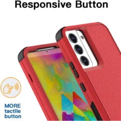 Red Rugged Shock / Drop Protection Defender Case For Galaxy S22 -Cheap NewCase Store galaxy s22 military grade defender case red 5 54503.1673915670
