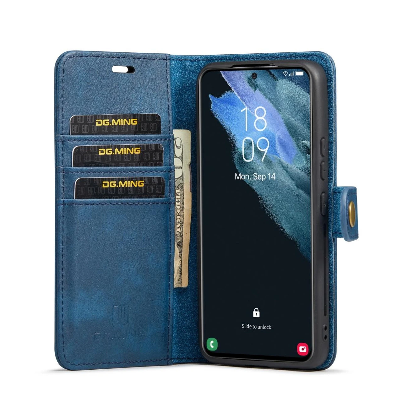 Blue DG.Ming Luxury Leather Wallet With Magnetic Case Cover For Galaxy S22 Plus 4 Blue DG.Ming Luxury Leather Wallet With Magnetic Case Cover For Galaxy S22 Plus - Image 4