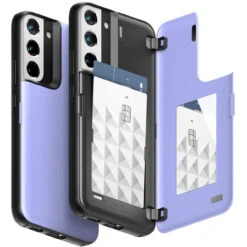 Lilac Goospery Slim Magnetic Door Credit Card Case For Galaxy S22 + Plus