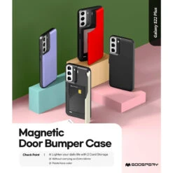 Lilac Goospery Slim Magnetic Door Credit Card Case For Galaxy S22 + Plus -Cheap NewCase Store galaxy s22 plus goospery magnetic door case lilac 5 64730.1652821115