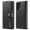 Black Galaxy S22 Ultra DG.Ming 2 In 1 Leather Wallet Removable Magnetic Case