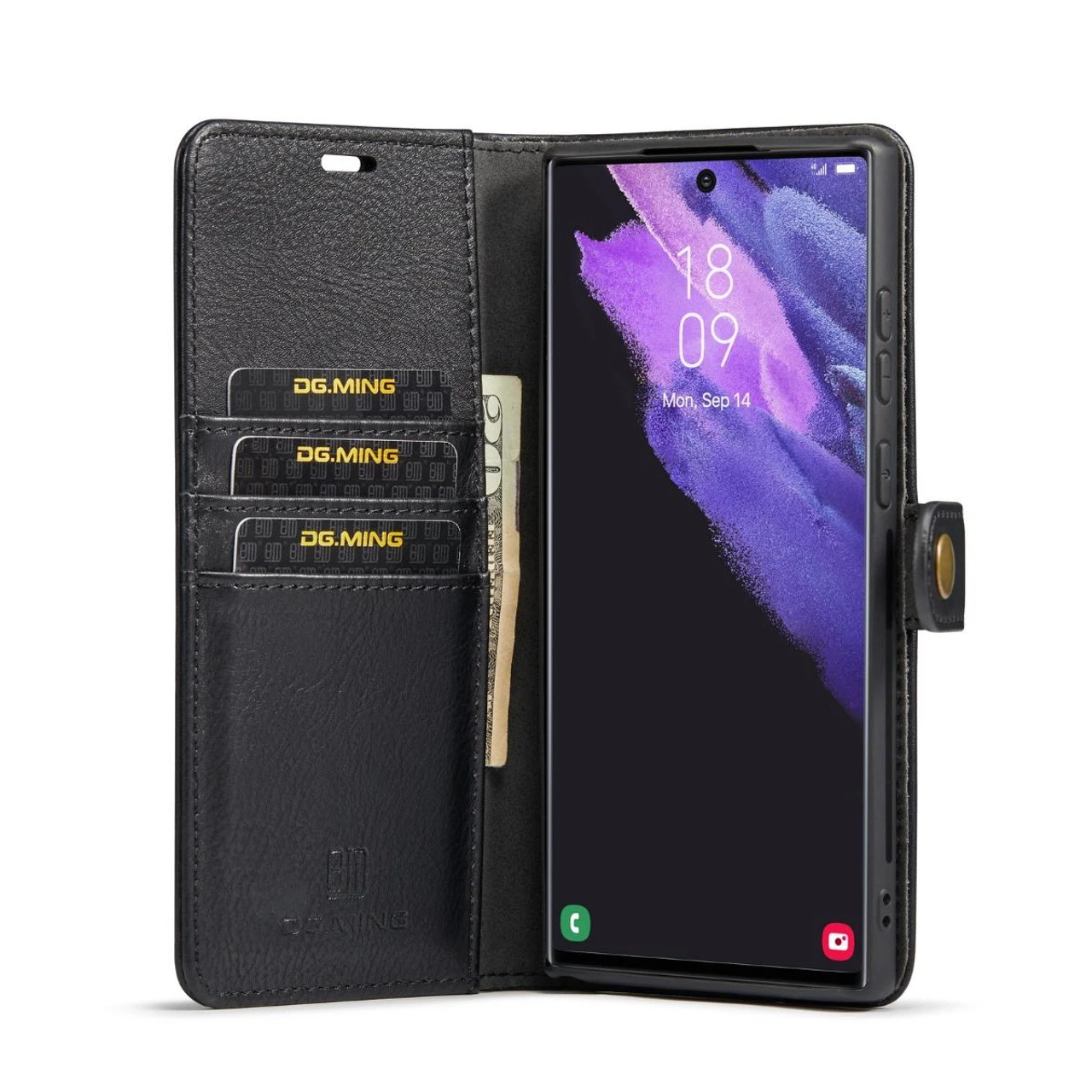 Black Galaxy S22 Ultra DG.Ming 2 In 1 Leather Wallet Removable Magnetic Case 4 Black Galaxy S22 Ultra DG.Ming 2 In 1 Leather Wallet Removable Magnetic Case - Image 4