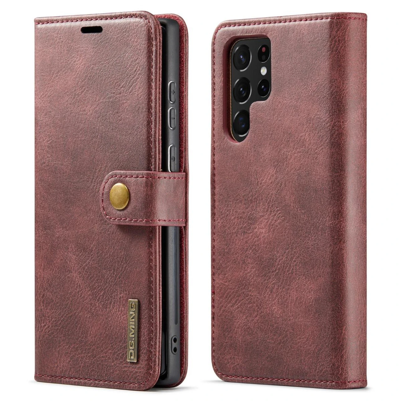 Red DG.Ming Luxury Leather Wallet With Magnetic Case Cover For Galaxy S22 Ultra 1 Red DG.Ming Luxury Leather Wallet With Magnetic Case Cover For Galaxy S22 Ultra