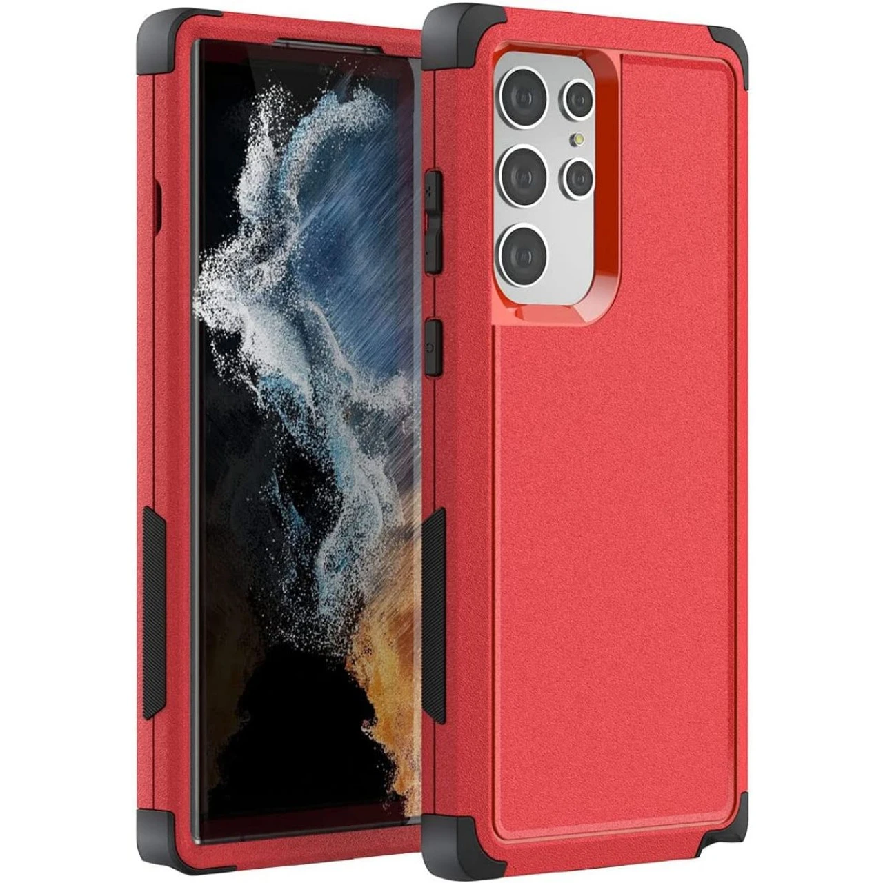 Red Galaxy S22 Ultra Tough Military Grade Drop Proof Defender Case 1 Red Galaxy S22 Ultra Tough Military Grade Drop Proof Defender Case
