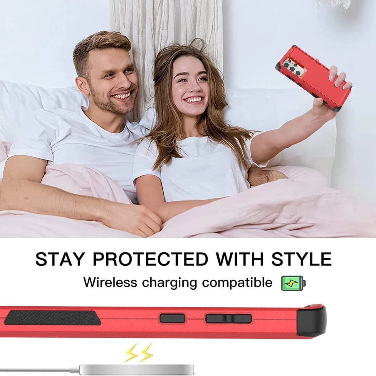 Red Galaxy S22 Ultra Tough Military Grade Drop Proof Defender Case 2 Red Galaxy S22 Ultra Tough Military Grade Drop Proof Defender Case - Image 2