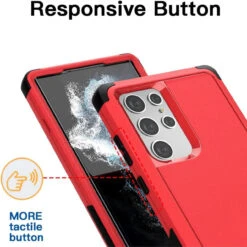 Red Galaxy S22 Ultra Tough Military Grade Drop Proof Defender Case 9 Red Galaxy S22 Ultra Tough Military Grade Drop Proof Defender Case -Cheap NewCase Store galaxy s22 ultra military grade defender case red 3 25828.1673915662