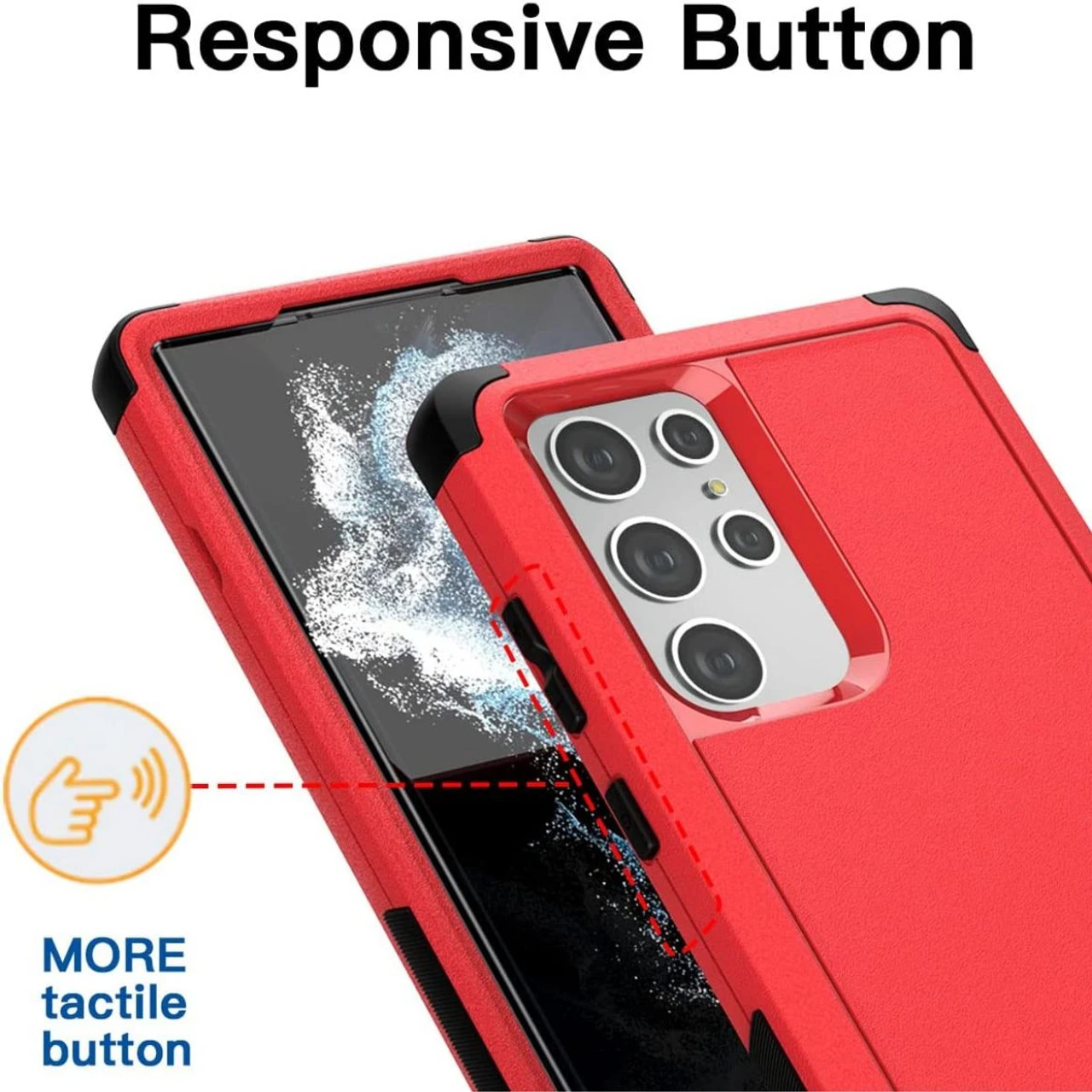 Red Galaxy S22 Ultra Tough Military Grade Drop Proof Defender Case 3 Red Galaxy S22 Ultra Tough Military Grade Drop Proof Defender Case - Image 3