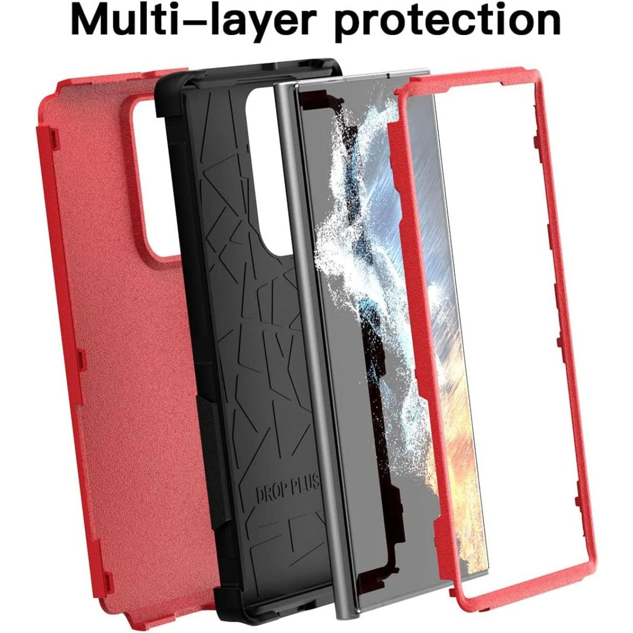 Red Galaxy S22 Ultra Tough Military Grade Drop Proof Defender Case 4 Red Galaxy S22 Ultra Tough Military Grade Drop Proof Defender Case - Image 4