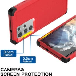 Red Galaxy S22 Ultra Tough Military Grade Drop Proof Defender Case 11 Red Galaxy S22 Ultra Tough Military Grade Drop Proof Defender Case -Cheap NewCase Store galaxy s22 ultra military grade defender case red 5 38691.1673915662