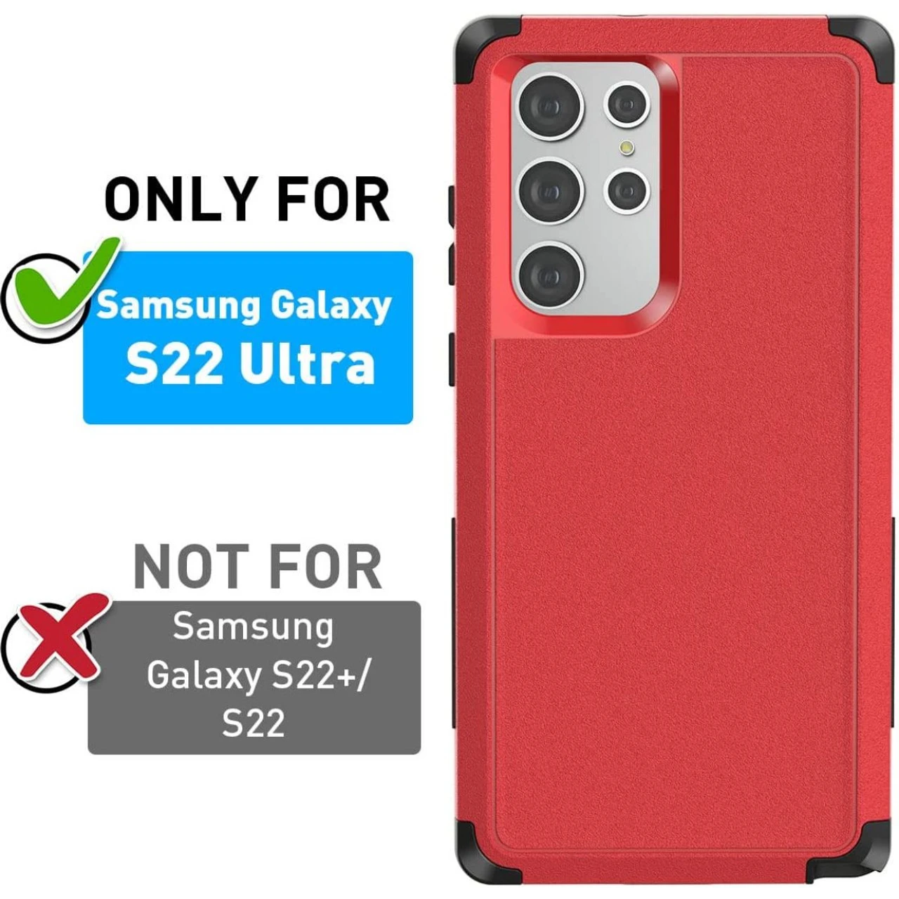 Red Galaxy S22 Ultra Tough Military Grade Drop Proof Defender Case 7 Red Galaxy S22 Ultra Tough Military Grade Drop Proof Defender Case - Image 7