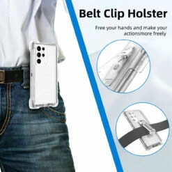 Clear Defender Military Holster Case For Samsung Galaxy S22 Ultra -Cheap NewCase Store galaxy s22 ultra military grade defender holster case clear 5 82986.1671017291