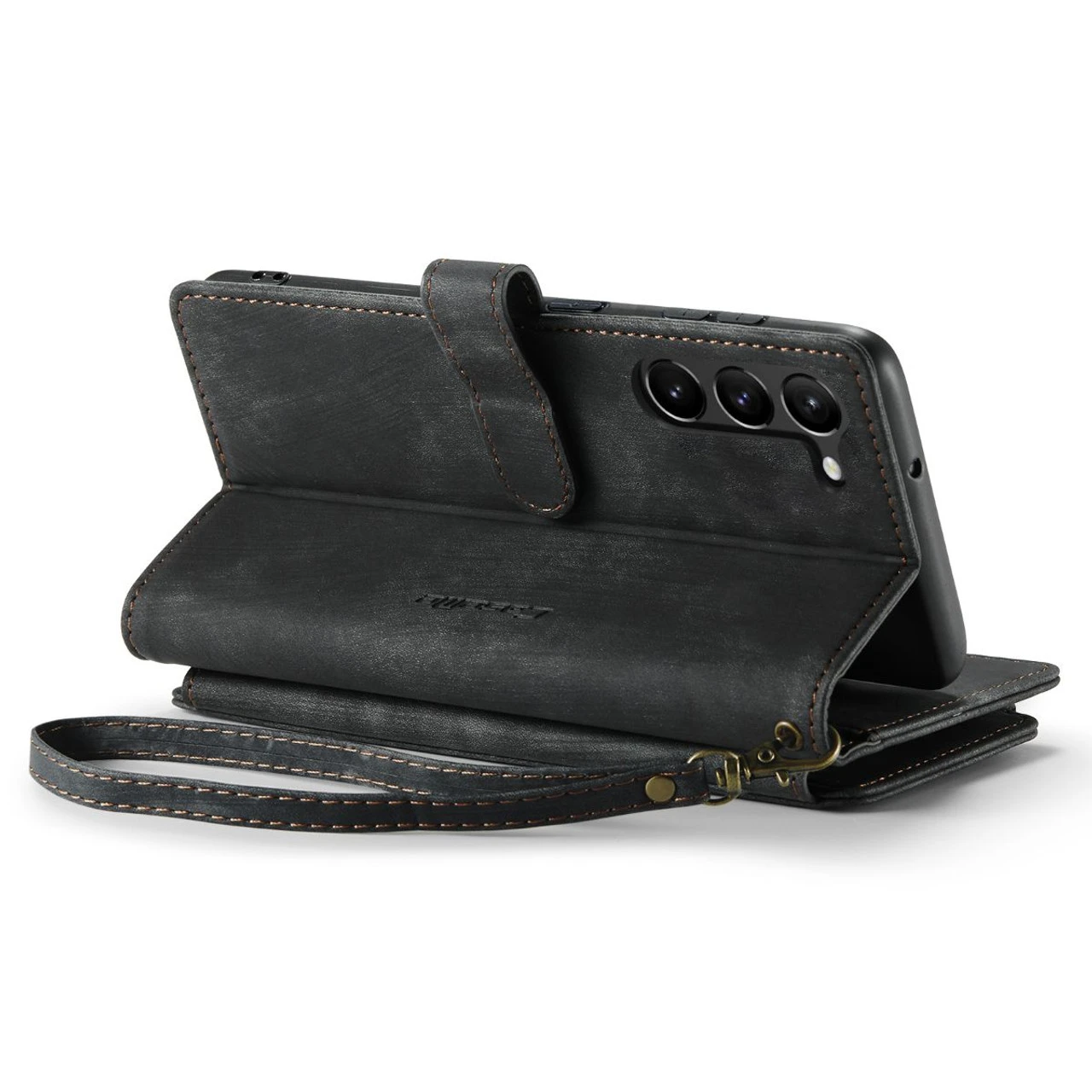 Black CaseMe C30 Wallet Case With Zipper Folio & Wrist Strap For Galaxy S23 3 Black CaseMe C30 Wallet Case With Zipper Folio & Wrist Strap For Galaxy S23 - Image 3
