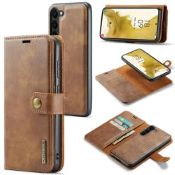 Brown Galaxy S23 DG.Ming Wallet Removable Magnetic Case With Card Slots
