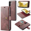 Red Galaxy S23 DG.Ming 2 In 1 Leather Wallet Removable Magnetic Case