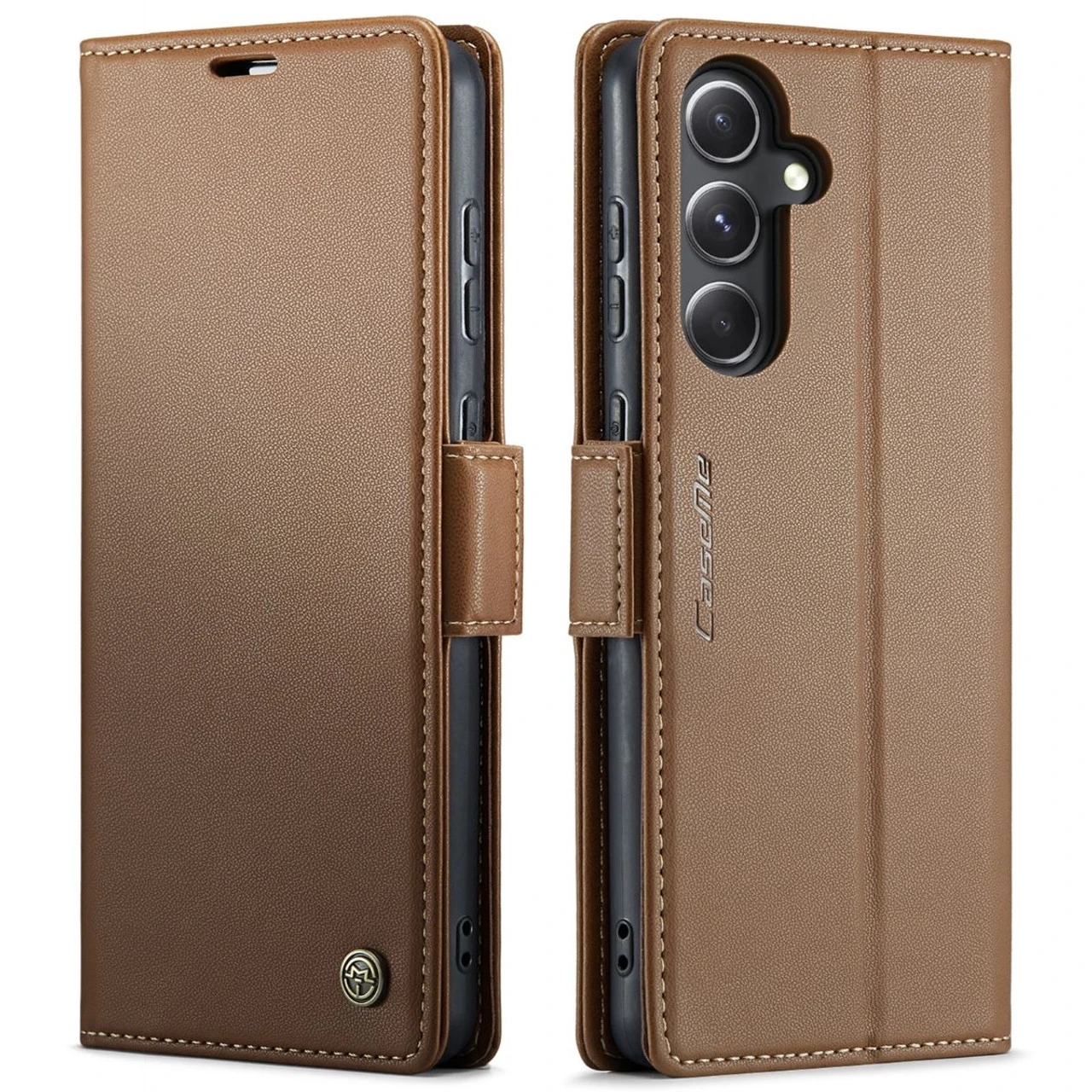 Brown CaseMe Slim Luxury 3 Card Slot Wallet Case For Galaxy S23 FE 2 Brown CaseMe Slim Luxury 3 Card Slot Wallet Case For Galaxy S23 FE - Image 2
