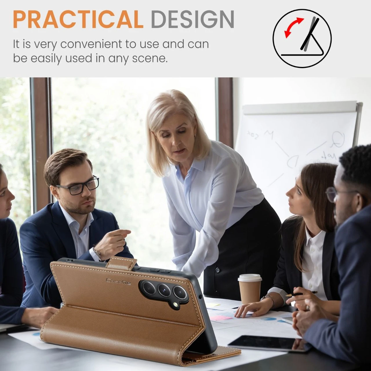 Brown CaseMe Slim Luxury 3 Card Slot Wallet Case For Galaxy S23 FE 4 Brown CaseMe Slim Luxury 3 Card Slot Wallet Case For Galaxy S23 FE - Image 4