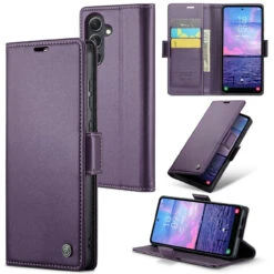 Purple Galaxy S23 FE CaseMe Soft Matte Anti-Theft Wallet Case
