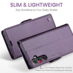 Purple Galaxy S23 FE CaseMe Soft Matte Anti-Theft Wallet Case -Cheap NewCase Store galaxy s23 fe caseme 023 wallet case purple 3 15744.1699319872