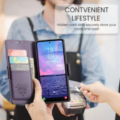 Purple Galaxy S23 FE CaseMe Soft Matte Anti-Theft Wallet Case -Cheap NewCase Store galaxy s23 fe caseme 023 wallet case purple 5 22449.1699319872