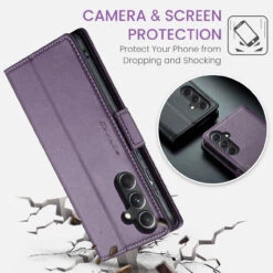 Purple Galaxy S23 FE CaseMe Soft Matte Anti-Theft Wallet Case -Cheap NewCase Store galaxy s23 fe caseme 023 wallet case purple 6 65887.1699319872