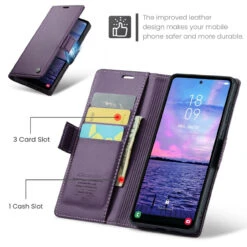 Purple Galaxy S23 FE CaseMe Soft Matte Anti-Theft Wallet Case -Cheap NewCase Store galaxy s23 fe caseme 023 wallet case purple 8 64839.1699319872