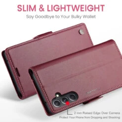 Wine Galaxy S23 FE CaseMe RFID Blocking Wallet Flip Folio Case -Cheap NewCase Store galaxy s23 fe caseme 023 wallet case wine red 3 63413.1699320035