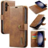 Brown DG.Ming 2 In 1 Leather Wallet Removable Magnetic Case For Galaxy S23 FE