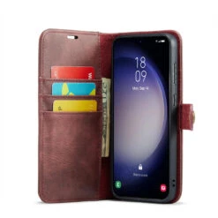 Red DG.Ming Luxury Leather Wallet With Magnetic Case Cover For Galaxy S23 FE -Cheap NewCase Store galaxy s23 fe dg ming wallet magnetic case red 4 97504.1701321654
