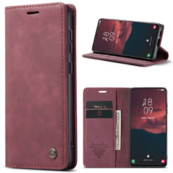 Red Galaxy S23 Plus CaseMe Soft Matte Exceptional Wallet Case -Cheap NewCase Store galaxy s23 plus caseme slim wallet red 6 95720.1687311816