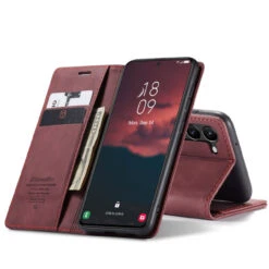 Red Galaxy S23 Plus CaseMe Soft Matte Exceptional Wallet Case -Cheap NewCase Store galaxy s23 plus caseme slim wallet red 7 76414.1687311816