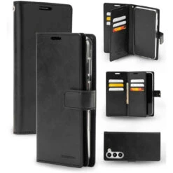 Black Galaxy S23+ Plus Mercury Mansoor Diary Wallet Case Cover