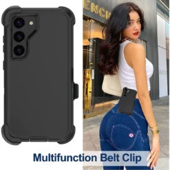 Black Galaxy S23+ Plus Tradies Heavy Duty Military Defender Case -Cheap NewCase Store galaxy s23 plus military grade defender holster case black 5 65825.1684989017