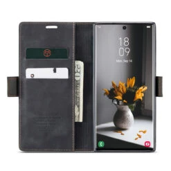 Black CaseMe Compact Flip Wallet Case For Galaxy S23 Ultra