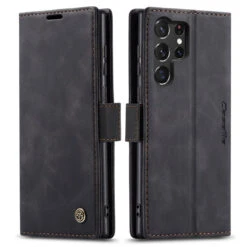 Black CaseMe Compact Flip Wallet Case For Galaxy S23 Ultra -Cheap NewCase Store galaxy s23 ultra caseme slim wallet black 4 37109.1683788698