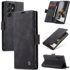 Black CaseMe Compact Flip Wallet Case For Galaxy S23 Ultra -Cheap NewCase Store galaxy s23 ultra caseme slim wallet black 7 60701.1683788698