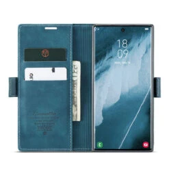 Blue CaseMe Compact Flip Wallet Case For Galaxy S23 Ultra