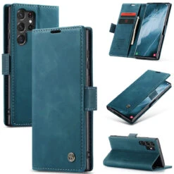 Blue CaseMe Compact Flip Wallet Case For Galaxy S23 Ultra -Cheap NewCase Store galaxy s23 ultra caseme slim wallet blue 7 49576.1683788700