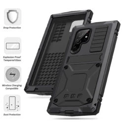 Black Full Body Metal Case Built-In Screen Protector For Galaxy S23 Ultra 11 Black Full Body Metal Case Built-In Screen Protector For Galaxy S23 Ultra -Cheap NewCase Store galaxy s23 ultra extreme metal military case black 5 27226.1695033904