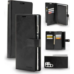 Black Galaxy S23 Ultra Mercury Mansoor Diary Card Holder Wallet