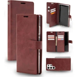 Wine Mercury Mansoor Diary Wallet Case Cover For Galaxy S23 Ultra